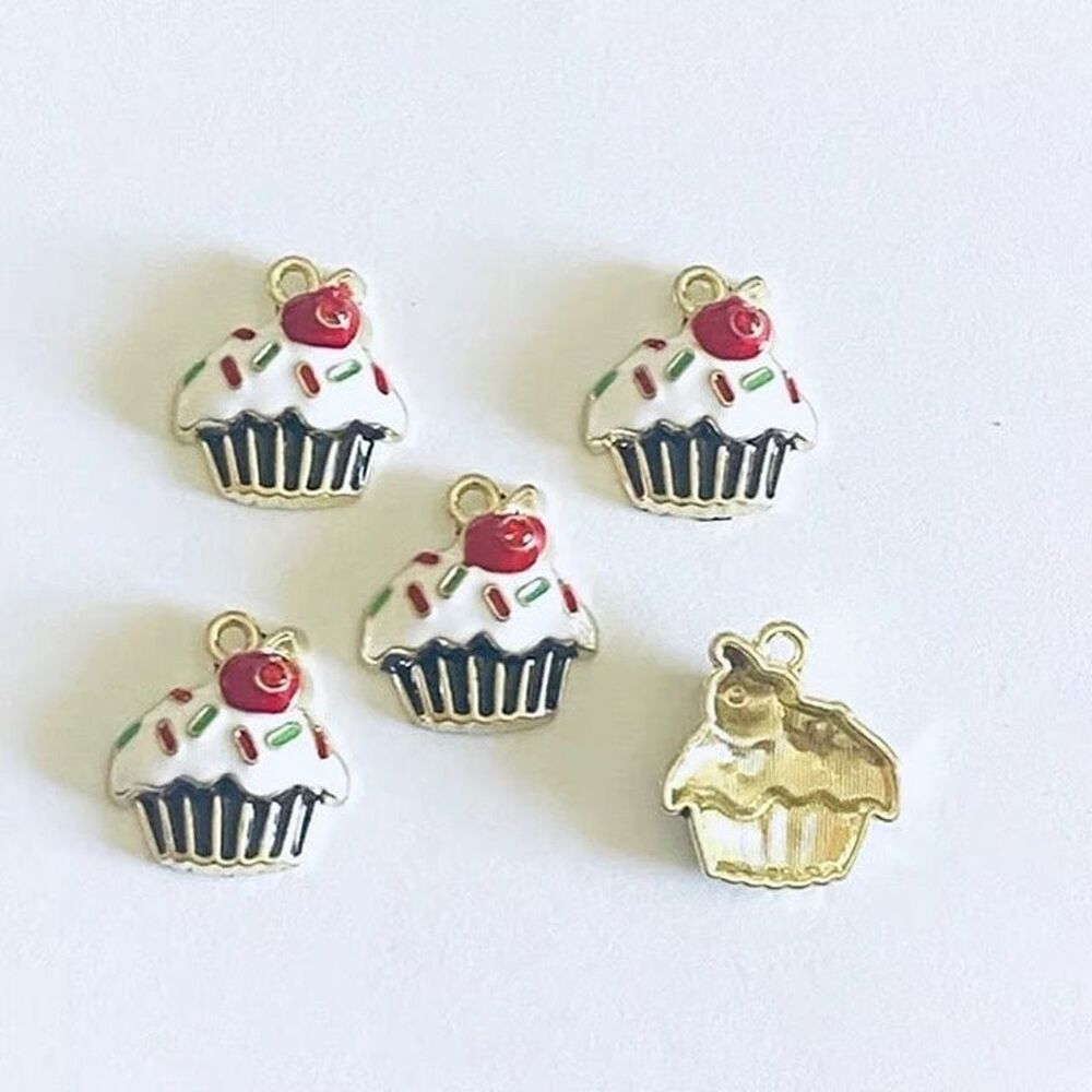 5pcs Beads for Jewelry Making Enamel Cupcake Charms #13035- 10 sets left - Picture 5 of 5